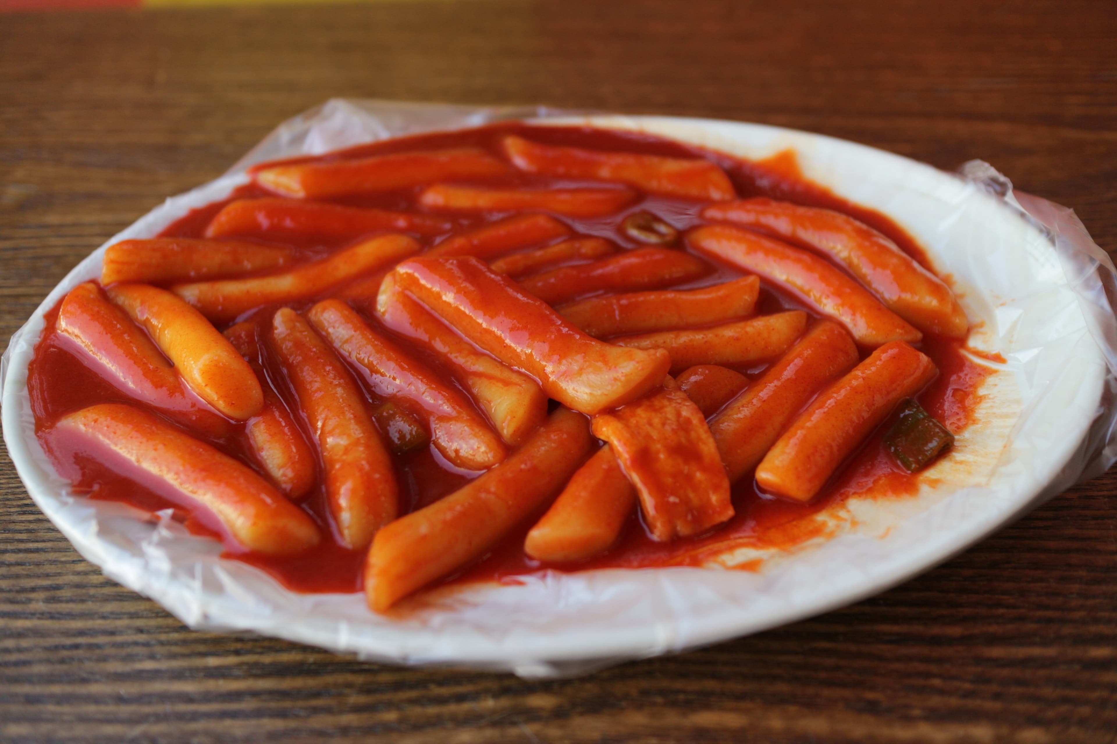 Tteokbokki, a Korean spicy rice cake dish
